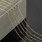 YOUBEIYEE 32.8 Feet Satellite Bead Chain for Jewelry Making 18K Gold Plated Brass Cross Chain Link Jewelry Chain Roll with Jump Rings and Lobster Clasps - color: Bead