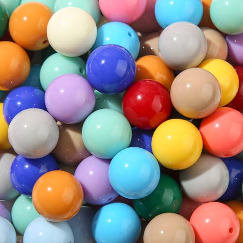 20mm Acrylic Beads 100pcs Deep Color Bead Chunky Bubblegum Beads for DIY Jewelry Making (deepcolor) - color: deepcolor