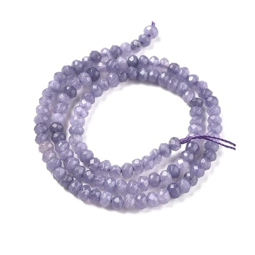 115pcs Natural Jade Disk Stone Beads 4x2mm Rondelle Faceted Dyed Stone Loose Spacer Beads for Jewelry Making Design Bracelet Necklace Keychain Phone Chain Lanyard Ornament, Slate Blue - color: Slate Blue