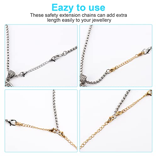 UUBAAR 12 PCS Necklace Extenders - Stainless Steel Necklace Extension Chain for Jewelry, Bracelets & Anklets (1"-6" Lengths, Gold) - color: Gold