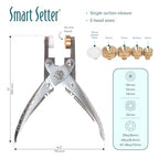 The Beadsmith Smart Setter Parallel Pliers – 5” Cup Chain Tool for Gemstone Setting, Polished Steel, 5 Brass Setting Heads Sizes (14mm, 12mm, 11mm, 8.5mm, 6mm) & 12mm Plastic Head