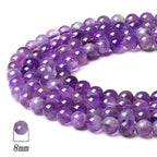 DUQGUHO Amethyst Beads 8mm Natural Crystal Purple Beads Round Polishing Stone Bead Genuine Gemstone Beads for DIY Jewelry Making 47 Pcs, US-MKL-CB-04PP1 - color: Purple#1