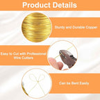 HARFINGTON Wire 328ft Length 26 Gauge Copper Craft Jewelry Wrapping Wire Tarnish Resistant Beading for Jewelry Making Supplies Crafting, Gold - color: Gold