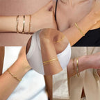 Gold Bracelets Set for Women Stack, Chunky Thick Bracelets Stack for Women Trendy, Simple Dainty Thin Gold Plated Cuff Stackable Bracelets With Beaded Cuban Paperclip Snake Rope Bangle Hand Chain Jewelry - style: Style 10-gold