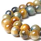 10MM Dream Blue Tiger Eye Stone Beads Natural Gemstone Round Loose Beads for Jewelry Making Bracelet Necklace 72pcs 2 Strands 32" - color: Dream Blue Tiger Eye, size: 10mm
