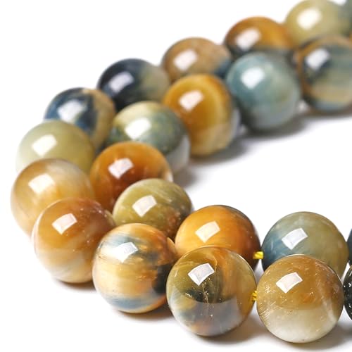 12MM Dream Blue Tiger Eye Stone Beads Natural Gemstone Round Loose Beads for Jewelry Making Bracelet Necklace 32pcs 15" - color: Dream Blue Tiger Eye, size: 12mm