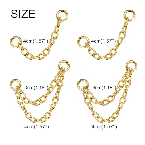4Pcs Gold Earrings Connector Chains Set for Women, Convertible Dangle Chain for Double Piercings 50mm - color: style E