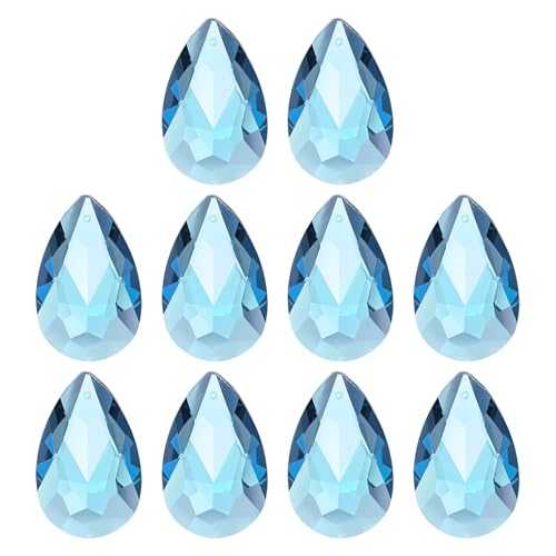 PATIKIL K9 Crystal Teardrop Pendants Oval Beads, 10 Pack 38mm Chandelier Prisms Parts Hanging Beads DIY Lamp for Arts Crafts Decoration, Navy Blue - color: Navy Blue