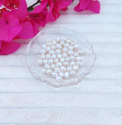 50 Pcs Natural Pearls for Jewelry Making AAA White Natural Freshwater Pearls Beads 9-10mm No-Holes Oval Pearl Beads Jewelry Production, Handicraft Production, for Manza - color: White 9-10mm without holes.