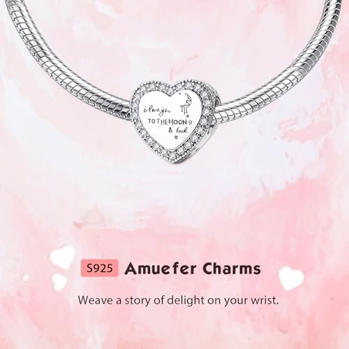 Mothers Day Birthday Number Love Family Friendship Graduation Auntie Grandma Dad Mom Charms for Pandora Bracelets Necklaces, Gifts Women, for Anniversary Valentines Christmas - style: I Love You to The Moon and Back