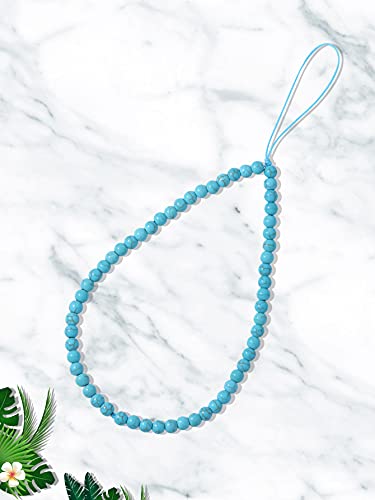 Semi-Precious Gem Stones Beaded Phone Charm Cell Phone Lanyard Wrist Strap Handmade Natural Gemstone Phone Chain string - color: Turquoise