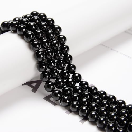 74Pcs(2 Strand/Set) 10mm Black Tourmaline Smooth Round Beads Natural Stone Beads AAA Grade Premium Round Gemstone Genuine Real Stone Loose for DIY Bracelet Jewelry String Making - color: Black Tourmaline, size: 10mm