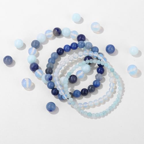 Vinswet 4pcs Beaded Bracelets for Women,Natural Healing Crystal Gemstones Bracelet,Anxiety Stress Relief Bracelet Handmade purple Jewelry Gifts for Women - color: Amazonite&Opal&Blue aventurine
