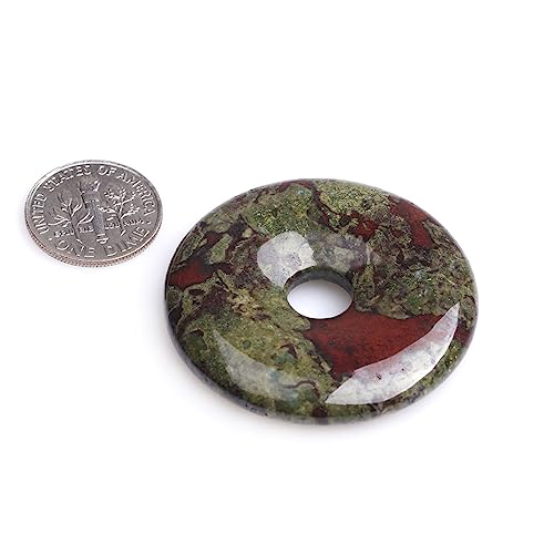 JOE FOREMAN 40mm Blood Stone Jasper Natural Gemstone Ring Circle Donuts Pendant Charms Beads for Jewelry Making 1Pcs - color: Blood Stone, size: 40mm