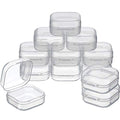 SATINIOR 12 Pack Clear Plastic Beads Storage Containers Box with Hinged Lid for Beads and More (1.38 x 1.38 x 0.71 Inch) - size: 1.38 x 1.38 x 0.71 Inch