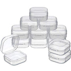 SATINIOR 12 Pack Clear Plastic Beads Storage Containers Box with Hinged Lid for Beads and More (1.38 x 1.38 x 0.71 Inch) - size: 1.38 x 1.38 x 0.71 Inch