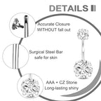 Yugui Belly Button Piercing Kit 17PCS - Body Piercing Kit with Navel Rings Piercing Pliers Disposable 12G 14G Stainless Steel Piercing Needles Tools for DIY Piercing Self Belly Piercing Kit, Silver