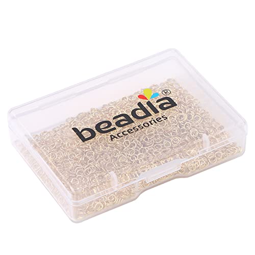 BEADIA 14K Gold Plated Jump Rings Non Tarnish 3mm 1200pcs for Jewelry Making Findings - color: 14K Gold, size: 0.5x3mm