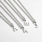 P. BLAKE Layered Initial A-Z Pendant Necklaces for Boys Men, Stainless Steel Letter Cuban Link Herringbone Chain Fashion Jewelry Gifts - color: Silver, size: Letter I