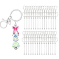RQAYE 30pcs Beadable Keychains keychain bulk kit cute blank bead keychain strip DIY men's and women's making supplies crafts, jewelry, bag accessories, customized project gifts (Silver) - color: Silver
