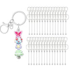 RQAYE 30pcs Beadable Keychains keychain bulk kit cute blank bead keychain strip DIY men's and women's making supplies crafts, jewelry, bag accessories, customized project gifts (Silver) - color: Silver