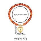 GZQ Chunky Gold Heart Necklace for Women, Resin Beaded Chain with Puff Heart Adjustable Clasp, Perfect for Daily Wear Party Date Streetwear Outfits Fashion Jewelry Gift - color: Amber