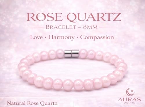 Rose Quartz Bracelet - 8mm Healing Crystal for Love, Unisex - color: 02: Rose Quartz, style: E: 7.9-8.2 inches