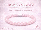 Rose Quartz Bracelet - 8mm Healing Crystal for Love, Unisex - color: 02: Rose Quartz, style: E: 7.9-8.2 inches