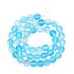 uxcell Matte Crystal Glass Beads 8mm Synthetic Frosted Shining Semi-Precious Round Loose Beads Synthetic Moonstone for Jewelry Making DIY Bracelet, Light Blue - color: Light Blue, size: 8mm