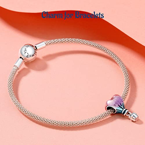 Mothers Day Birthday Number Love Family Friendship Graduation Auntie Grandma Dad Mom Charms for Pandora Bracelets Necklaces, Gifts Women, for Anniversary Valentines Christmas - style: Happy Birthday Air Balloon Charm