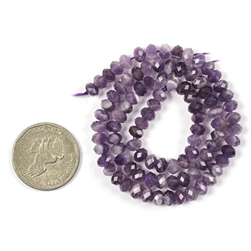 6mm Natural African Amethyst Faceted Rondelle Loose Beads Jewelry Making DIY Bead 16 Inch - color: African Amethyst