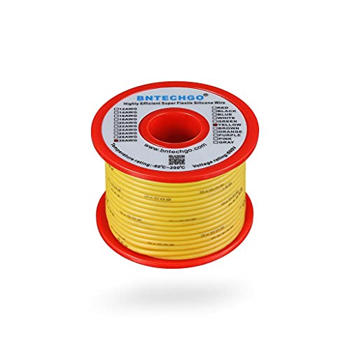 BNTECHGO 30 Gauge Silicone Wire Spool 50 ft Yellow Flexible 30 AWG Stranded Tinned Copper Wire - size: 30 gauge silicone wire 50ft, style: Yellow