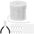 Tanstic 102Pcs 30 Feet Jewelry Making Chains Necklace Chains Bulk Cable Link Chain with 50Pcs Jump Rings, 50Pcs Lobster Clasps, Pliers for Bracelet Necklace Making(Silver) - color: Silver