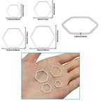 80 Pcs 4 Sizes Hexagon Open Bezel Blank Open Back Bezel Pendants Metal Frame Open Bezel Linking Ring for Dangling Earrings Necklace UV Resin Crafts DIY Jewelry Making (Silver) - color: Hexagon-silver