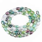 1 Box 210PCS Green Flat Oval Glass Beads with Holes Faceted Electroplate AB Color Plated Spacer Loose Bead Charm Bulk for Jewelry Making Necklaces Bracelets Earrings DIY Craft Supplies - color: Green