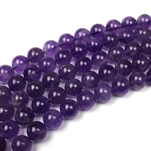 MJDCB 5A Natural South Africa Amethyst Gemstone Round Stone Beads for Jewelry Making DIY Bracelet Necklace (8mm) - color: South Africa Amethyst, size: 8mm