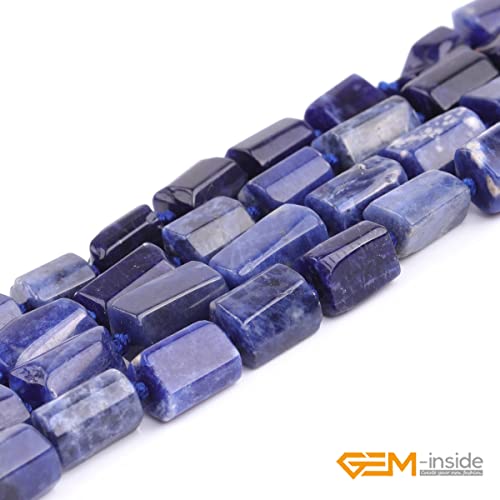 GEM-Inside 30Pcs 8x12mm Natural Blue Sodalite Stone Gemstone Faceted Freeform Tube Column Chakra Beads for Jewelry Making Full 15" Strand Power Energy Healing Stone - color: Blue Sodalite