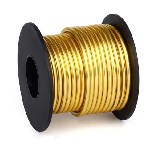 Aluminum Craft Wire, 32.8 Feet 3.0 mm/ 8 Gauge Gold Bendable Soft Metal Aluminum Wire Roll Bulk for DIY Crafts Sculpting Jewelry Making - color: Light Gold, size: 8 Gauge