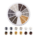 Pandahall 1Box/3300pcs 6 Colors Rondelle Tiny Crimp Beads 2mm Jewelry Bracelet Making Clamp End Spacer Beads Multi color