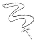 IEFSHINY Gifts for Men Boys - Stainless Steel Cross Pendant Chain Necklaces for Men, Mens 16-30 Inches Chain Gold Silver Black Cross Necklace Boys Jewelry Gifts - size: 18, style: Silver-cross pedant 0.7"*1.18"