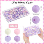 1 Box 500Pcs Matte Round Beads 8mm Opaque Acrylic Beads Bulk Frosted Lilac Small Ball Rubberized Imitated Silicone Bubblegum Smooth Loose Bead for Jewelry Making Bracelets Necklace DIY Craft - color: Lilac