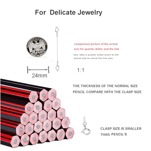 Necklace Extender Sterling Silver for Women 925 Bracelet Safety Security Extension Chain for Dainty Jewelry 2.4" Length - color: silver/2.4"