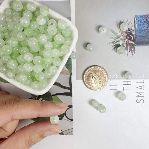 8mm Crackle Glass Beads for Jewelry Making, 700Pcs Round Crystal Beads for Bracelets, DIY Crafts (Green Crackle) - color: Green Crackle