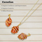 Amazing Gemstone Crystals and Healing Stones Carnelian Necklace - Gold Chain Necklace Pendant - Real Crystal Necklace - color: Gold Spiral Raw, size: 1 PIECE