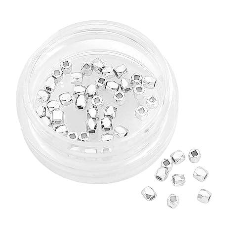 BEADIA Silver Plated Faceted Spacer Beads 2x2mm 50pcs for Jewelry Making Findings Non Tarnish - color: Silver, size: 2x2mm Faceted