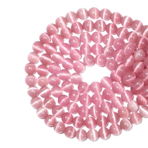 MJDCB 30pcs Pink Cat Eye Stone Beads 12mm Round Crystal Loose Bead for Jewelry Making DIY Bracelets Necklace - color: Pink, size: 12mm(30pcs)