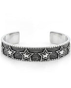 Stainless Steel Cuff Bracelet,Retro Gothic Punk Biker Cool Open Adjustable Cuff Bangle Bracelets Jewelry for Men Silver - style: Vintage Star