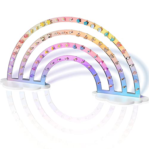 NiHome Iridescent Earrings Holder 74 Holes Display Rainbow Ear Studs Jewelry Show Rack Stand Organizer for Girl Women - Clear Acrylic Plastic