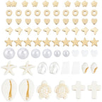 SUNNYCLUE 1 Box 1000Pcs Ocean Beads Kit Shell Beads Seashell Charms Summer Hawaii Sea Turtle Starfish Plastic Imitation Pearl Loose Spacers for Jewelry Making Kits Bracelets Necklace Earrings - style: Style 2