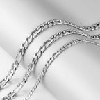 Monily Figaro Chain Necklace Stainless Steel 24K Gold Plated Chains for Men Women Jewelry Gift - color: stainless steel, size: 32 Inches